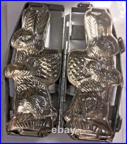 Large Vntg Antique Commercial Hinged Cage Mold Standing Chocolate Easter Bunny