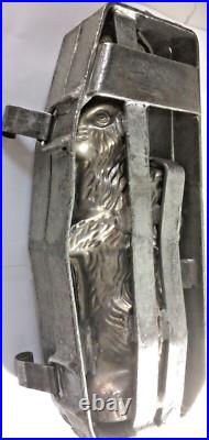 Large Vntg Antique Commercial Hinged Cage Mold Standing Chocolate Easter Bunny