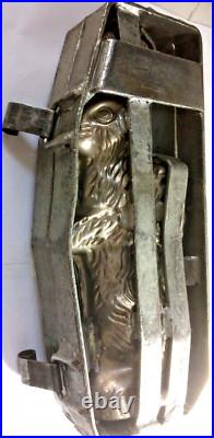 Large Vntg Antique Commercial Hinged Cage Mold Standing Chocolate Easter Bunny
