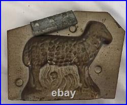 Late 19th Century Antique French Metal Figurative Lamb Chocolate Mold