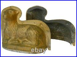 Late 19th-early 20th C American Antique Sheep Candy/chocolate Gold Pntd Tin Mold