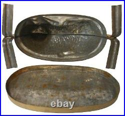 Late 19th-early 20th C American Antique Sheep Candy/chocolate Gold Pntd Tin Mold