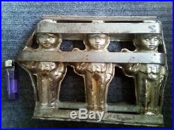 Lg. 11.5 ANTIQUE 3 Dolls boys WithTop Hats CHOCOLATE MOLD