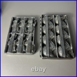 Lot 2 Antique Chicken Rabbit Easter Bunny Hinged Steel Tin Chocolate Candy Mold