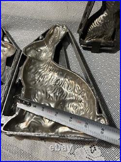 Lot 2 Early Antique Rabbit Chocolate Metal Hinged Molds 11 6 Primitives Cage