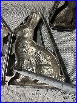 Lot 2 Early Antique Rabbit Chocolate Metal Hinged Molds 11 6 Primitives Cage