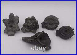 Lot 5 Pewter Flower Ice Cream Chocolate Molds Calla Daffodil Daisy Orchid Rose