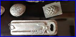 Lot of 17 double Tin Pewter Chocolate Moulds Molds Mold Antique Vintage