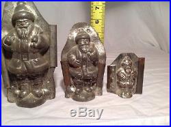 Lot of(3) Santa Claus Chocolate Candy Mold Antique Old German Victorian Era vtg