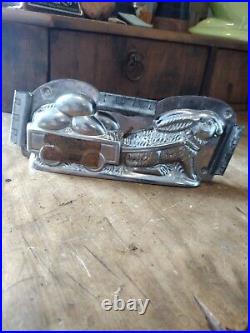 Lot of 4 Antique 1920's Chocolate Rabbit Molds double sided original clips