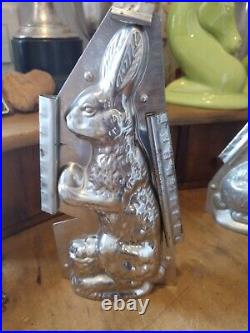 Lot of 4 Antique 1920's Chocolate Rabbit Molds double sided original clips