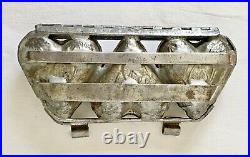 Lovely Antique 3 Heart Inscribed Valentine Hinged Metal Chocolate Candy Mold