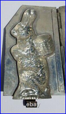 METAL HINGED CHOCOLATE MOLD Plastic vintage Antique 9 RABBIT EASTER BUNNY lot C