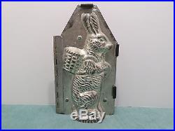 Metal mold chocolate candy Easter bunny with basket of eggs on his back 10 tall