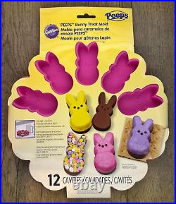 NEW HTF Wilton Peeps Bunny Treat Mold Pink Round Silicone 12 Peep Easter RARE