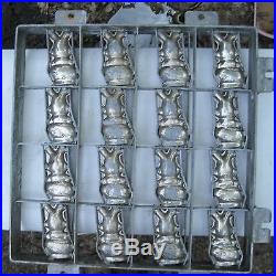 Nice Old'Happy Easter' Bunny Industrial Chocolate Candy Mold metal 16 rabbits