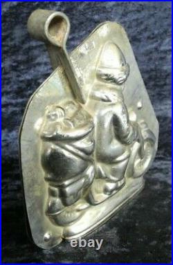 Old Antique Vintage Chocolate Candy Mold Santa-clause On The Moterbike De Haeck