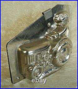 Old Antique Vintage Chocolate Mold Easter Bunny On Tractor / Farm Car