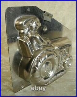 Old Antique Vintage Chocolate Mold Easter Bunny On Tractor / Farm Car