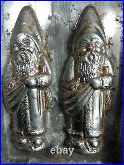 Old Antique Vintage Chocolate Mold Plate 5x Santa-clause / Father Christmas
