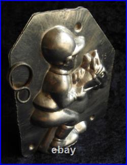 Old Antique Vintage Metal Iron Chocolate Mold Shape Child On Stick Horse