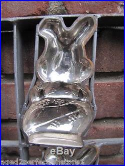 Old'Happy Easter' Bunny Industrial Chocolate Candy Mold large metal 16 rabbits