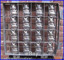 Old'Happy Easter' Bunny Industrial Chocolate Candy Mold large metal 16 rabbits