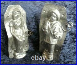Old antique vintage chocolate sugar ice molds fisherman and fisherwoman le-tang