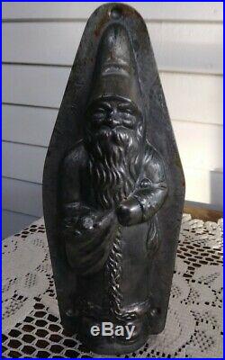 Original Antique Metal Chocolate Mold Santa Father Christmas withTeddy Bear