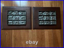 Pair of ANTON REICHE Antique chocolate mold of 9 ANIMALS mounted on plaques