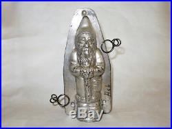 Prim Antique Chocolate Mold Santa Vtg Old Tin German Belsnickle Candy Container