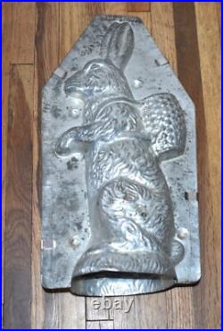 RARE ANTIQUE 18 BUNNY RABBIT w BASKET #19 LARGE 8000 CHOCOLATE MOLD
