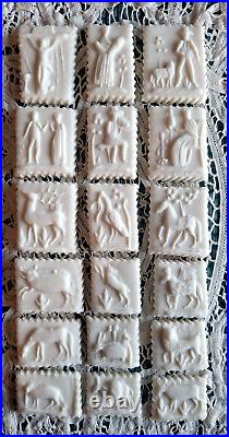 RARE ANTIQUE GERMAN Wooden Springerle Butter Cookie Mold 18 PRINT FOLK ART PRESS