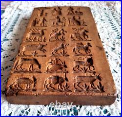 RARE ANTIQUE GERMAN Wooden Springerle Butter Cookie Mold 18 PRINT FOLK ART PRESS