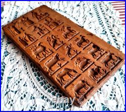 RARE ANTIQUE GERMAN Wooden Springerle Butter Cookie Mold 18 PRINT FOLK ART PRESS