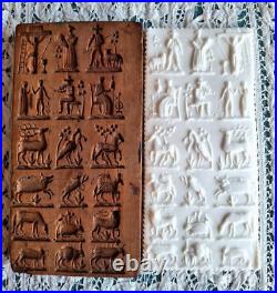 RARE ANTIQUE GERMAN Wooden Springerle Butter Cookie Mold 18 PRINT FOLK ART PRESS