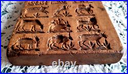 RARE ANTIQUE GERMAN Wooden Springerle Butter Cookie Mold 18 PRINT FOLK ART PRESS