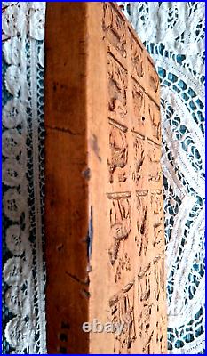 RARE ANTIQUE GERMAN Wooden Springerle Butter Cookie Mold 18 PRINT FOLK ART PRESS