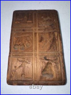 RARE ANTIQUE GERMAN Wooden Springerle Butter Cookie Mold PRINT FOLK ART