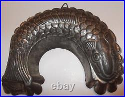 RARE ANTIQUE Vintage ONE SIDED TIN FOOD MOLD KOI FISH Great Look