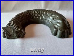 RARE ANTIQUE Vintage ONE SIDED TIN FOOD MOLD KOI FISH Great Look