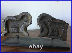 RARE! Antique 18th C Iron Crystal Candy Chocolate Mold Customized Stand Sheep