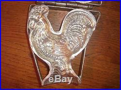RARE Antique Chocolate Mold Candy Mold Vintage Metal Mold Tin Rooster Mold 4