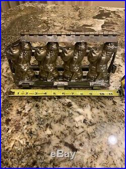 RARE Antique European Four Figure Hinged Santa Chocolate Mold, withtree and gifts