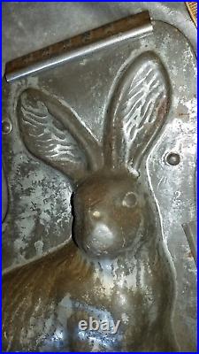 RARE Antique Metal Easter Bunny Chocolate Mould