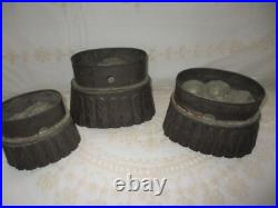 RARE! Antique Thistle, 3 Fruit & Pear Pudding Mold Tin Jelly Cake Food Set of 3 RARE! Antique Thistle, 3 Fruit & Pear Pudding Mold Tin Jelly Cake Food Set of 3