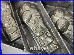 RARE CHOCOLATE MOLD. Little girl bunny holding bouquet of decorated easter eggs