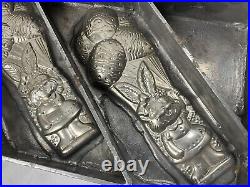 RARE CHOCOLATE MOLD. Little girl bunny holding bouquet of decorated easter eggs