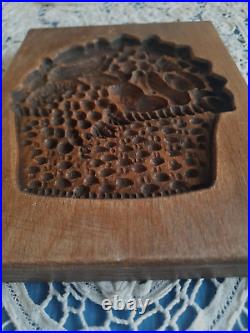 RARE GENE WILSON Wooden SPECULAAS SPRINGERLE Cookie Stamp MOLD FRUIT BASKET