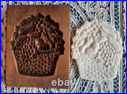 RARE GENE WILSON Wooden SPECULAAS SPRINGERLE Cookie Stamp MOLD FRUIT BASKET